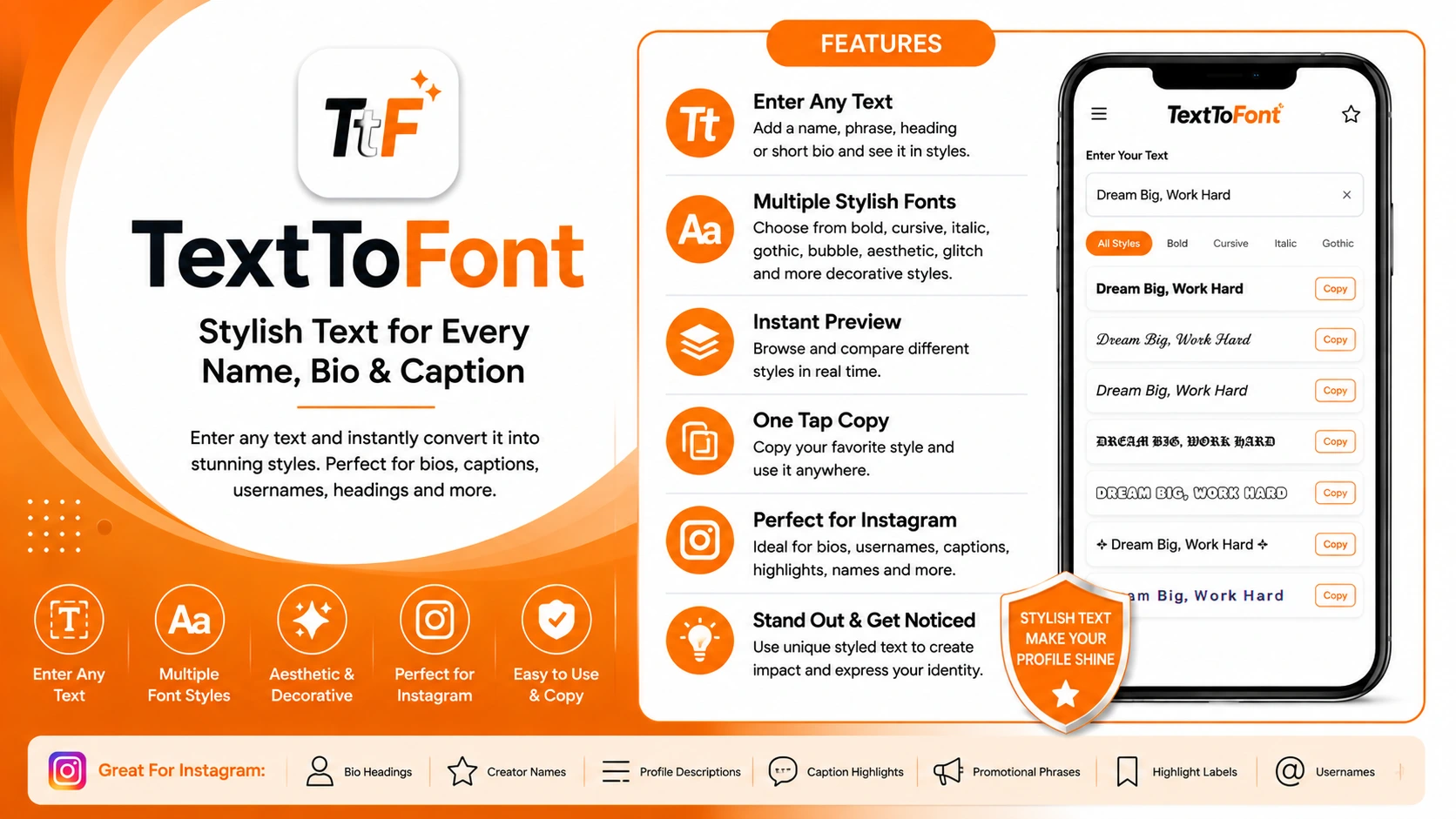 TextToFont stylish fonts and text generation tools