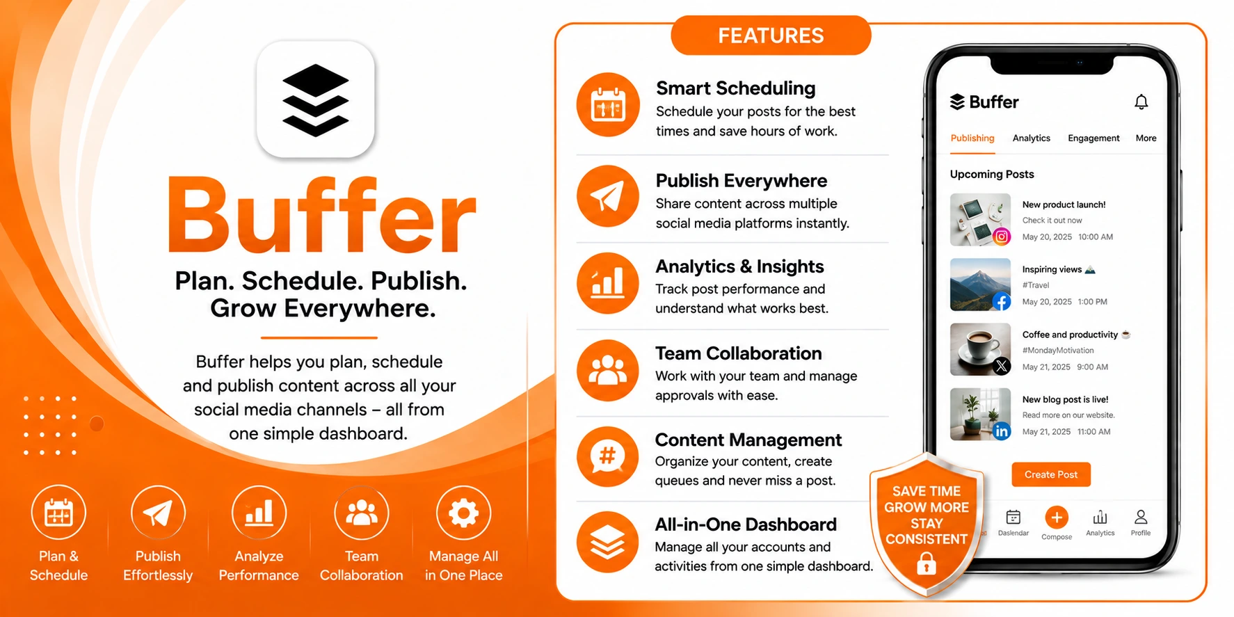 Buffer social media scheduling and management tools