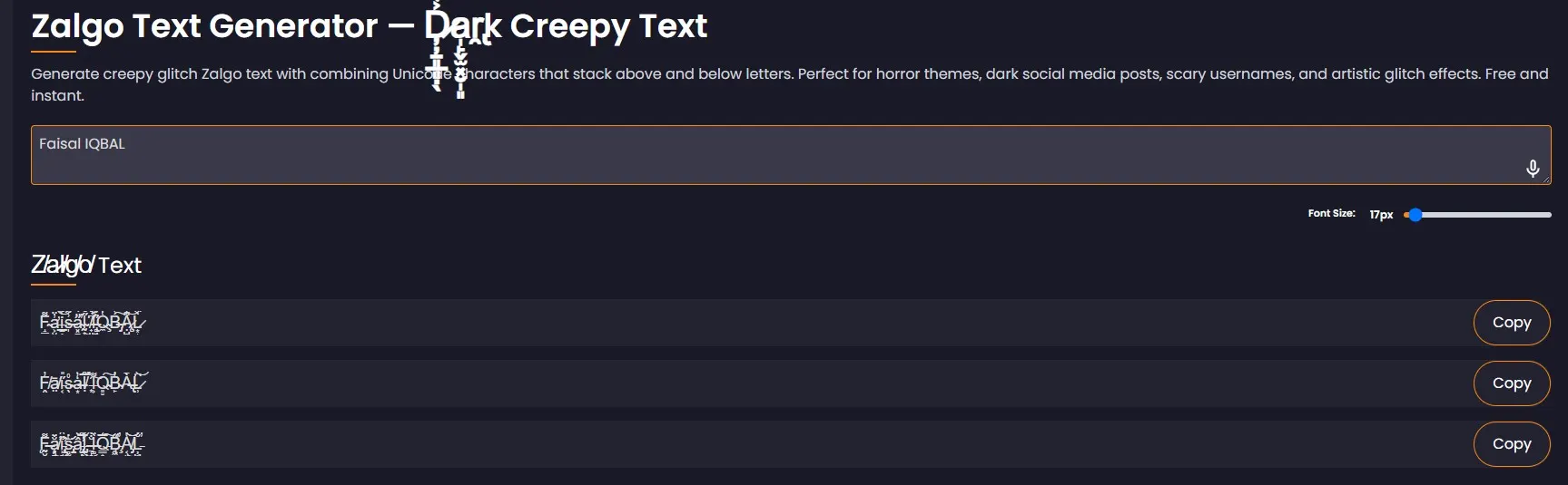 Zalgo Text Generator
